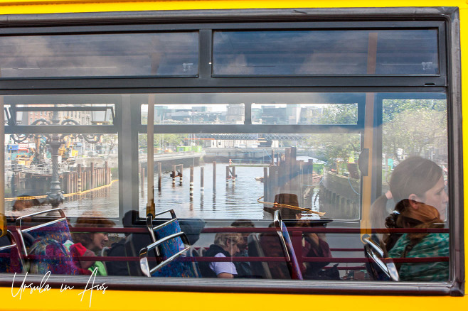 River Liffey through bus windows, Dublin