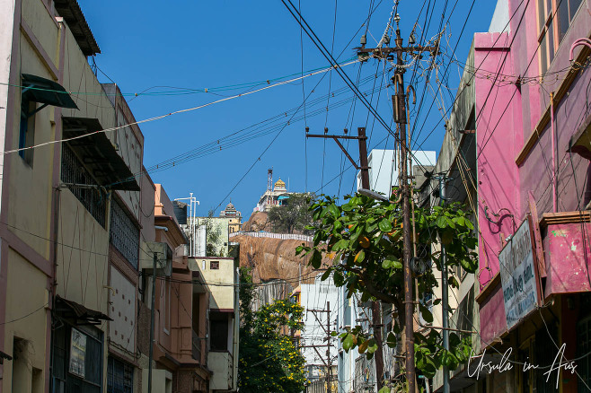 Tiruchirappalli Rock Fort Temple from the street below, India