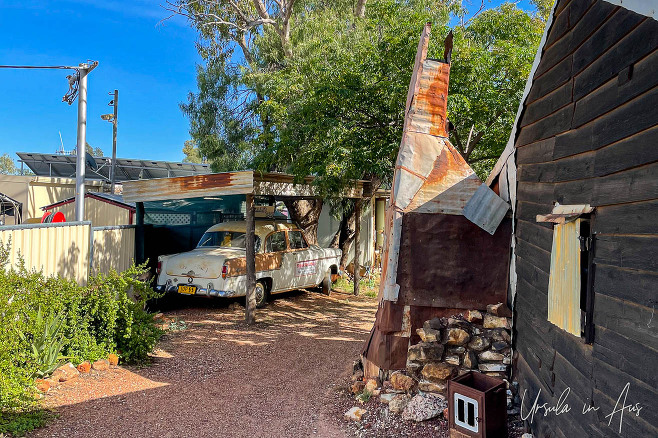 Car in the carport, Heritage Cottage, Lightning Ridge, NSW Australia