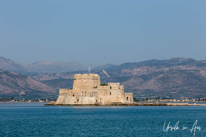 15th century Venetian Bourtzi Castle Fortress in Nafplio Harbour, Greece