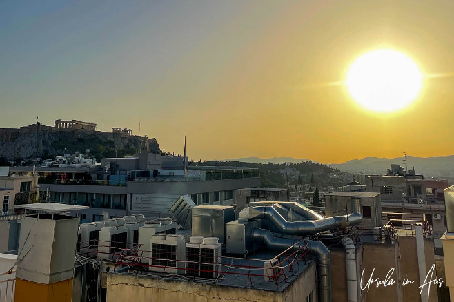 Sunset over Athens from the Hotel Electra, Greece