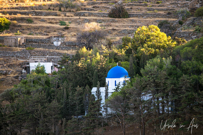 Orthodox church in the countryside, Lefkes Paros Greece.