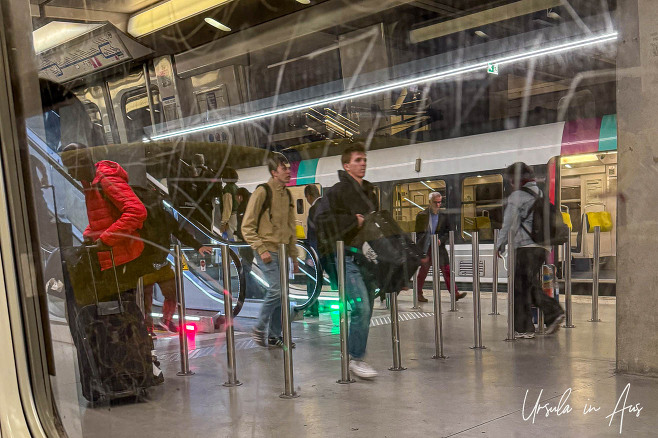 People in the TGV station, CDG Airport, France