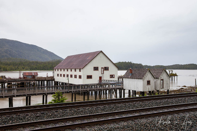 The North Pacific Cannery National Historic Site from across the railway tracks, Port Edward BC Canada