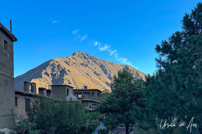 Mount Toubkal in morning light from Kasbah du Toubkal, Imlil Morocco.